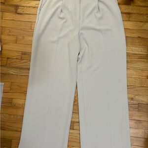 LOFT Cream Wide-Leg Work Pants